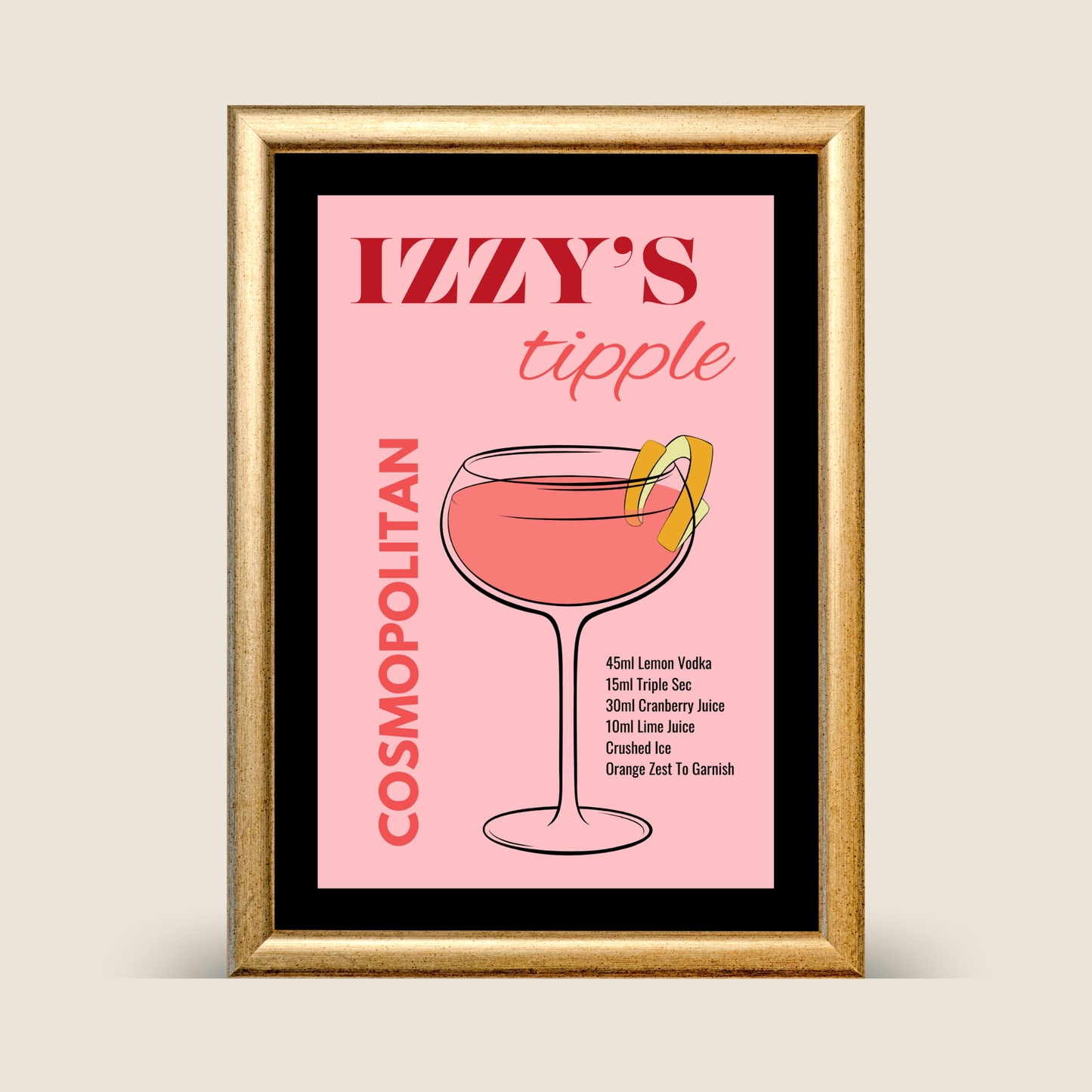 'Just a Tipple' Cosmopolitan Cocktail Recipe Print