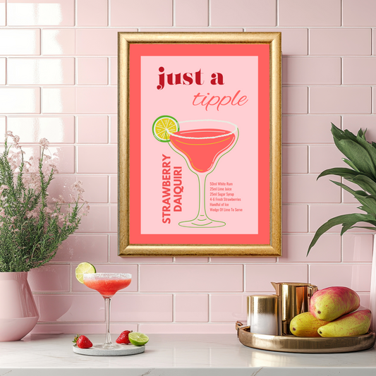 'Just a Tipple' Strawberry Daiquiri Cocktail Recipe Print