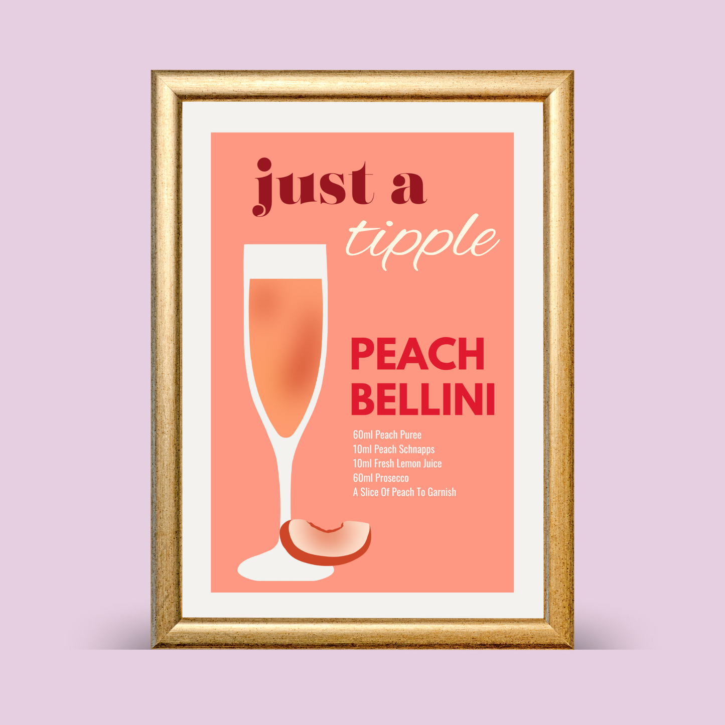 'Just a Tipple' Peach Bellini Cocktail Recipe Print