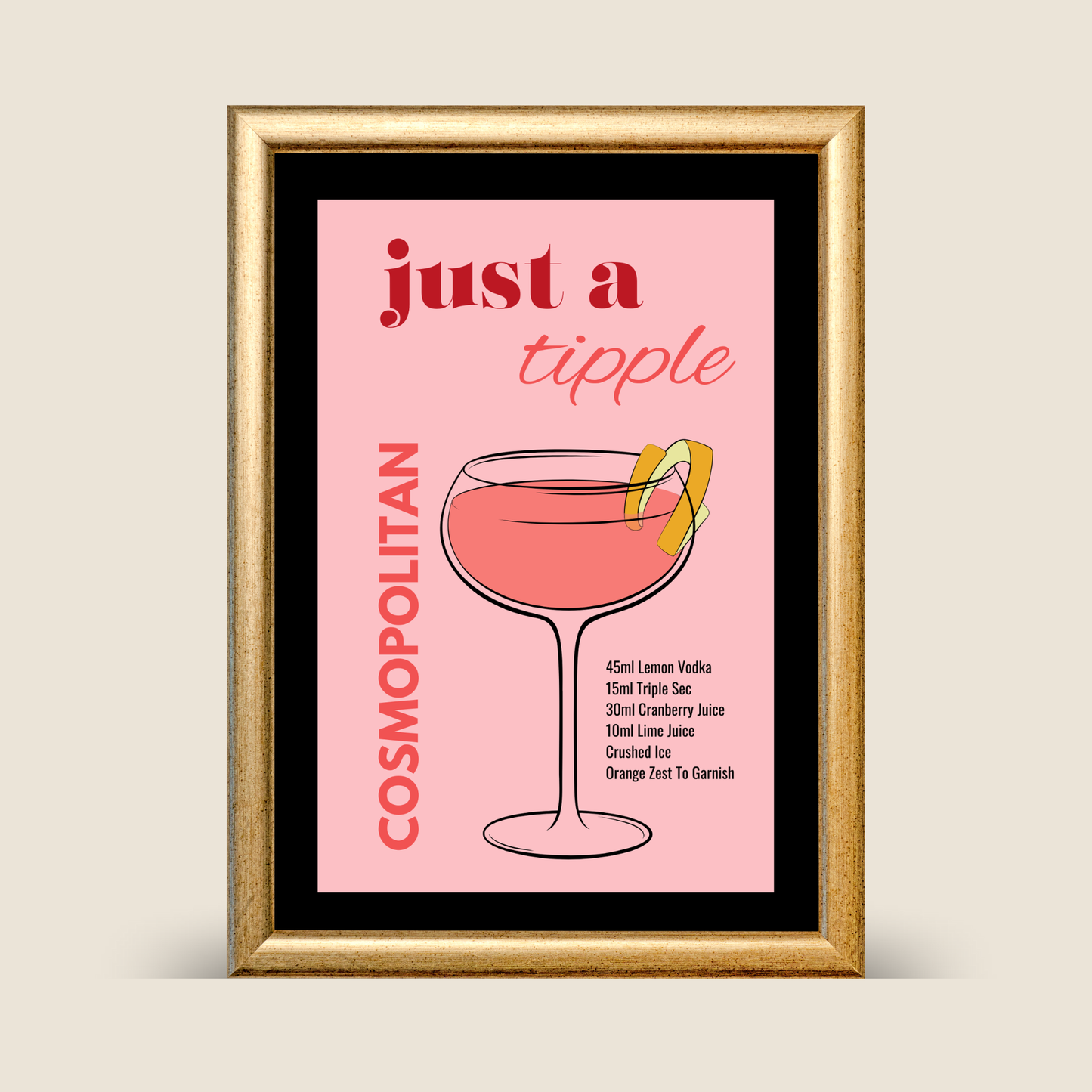 'Just a Tipple' Cosmopolitan Cocktail Recipe Print
